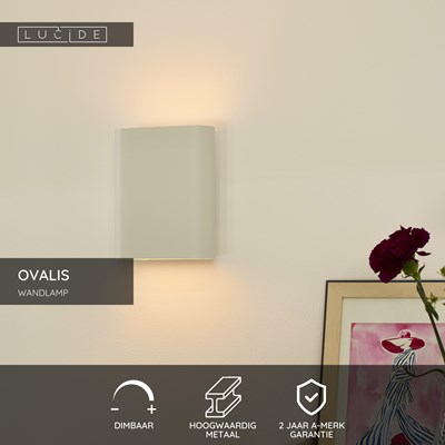 Lucide OVALIS - Wandlamp - 2xE14 - Wit